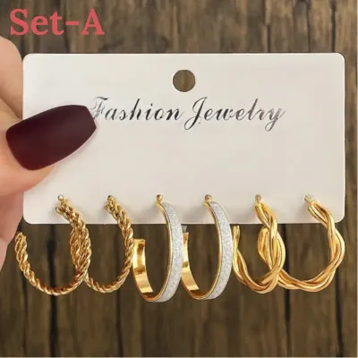 Fashionable Twisted Hollow Faux Pearl Love Earrings Set